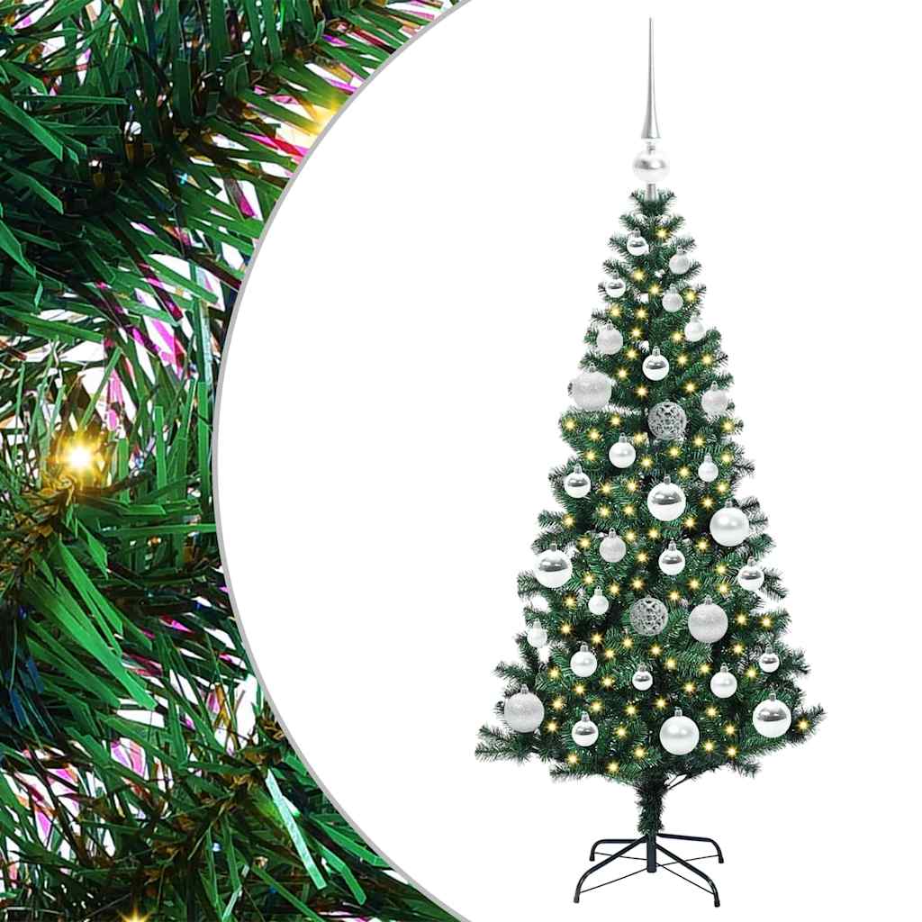 Vidaxl kunstmatig voorverlicht kerstboom groen 120 cm pvc en metaal