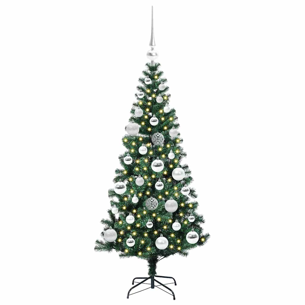 Vidaxl kunstmatig voorverlicht kerstboom groen 120 cm pvc en metaal