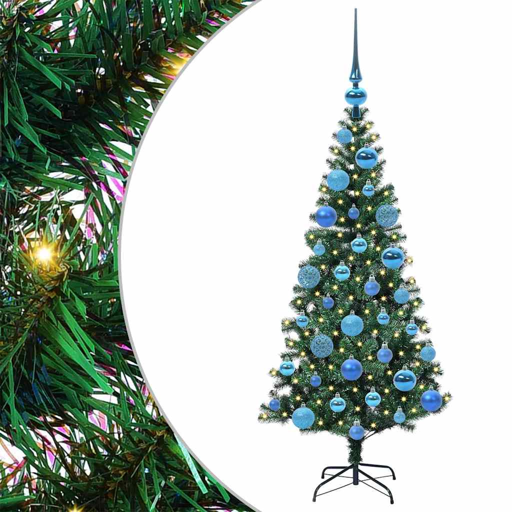 Vidaxl kunstmatig voorverlicht kerstboom groen 120 cm pvc en metaal