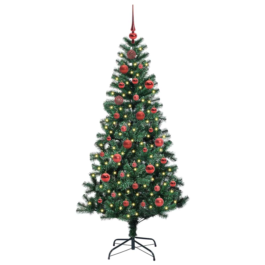 Vidaxl kunstmatig voorverlicht kerstboom groen 150 cm pvc en metaal