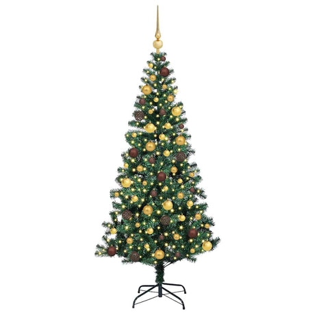 Vidaxl kunstmatig voorverlicht kerstboom groen 180 cm pvc en metaal