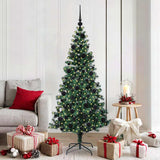 Vidaxl kunstmatig voorverlicht kerstboom groen 180 cm pvc en metaal
