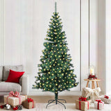 Vidaxl kunstmatig voorverlicht kerstboom groen 210 cm pvc en metaal