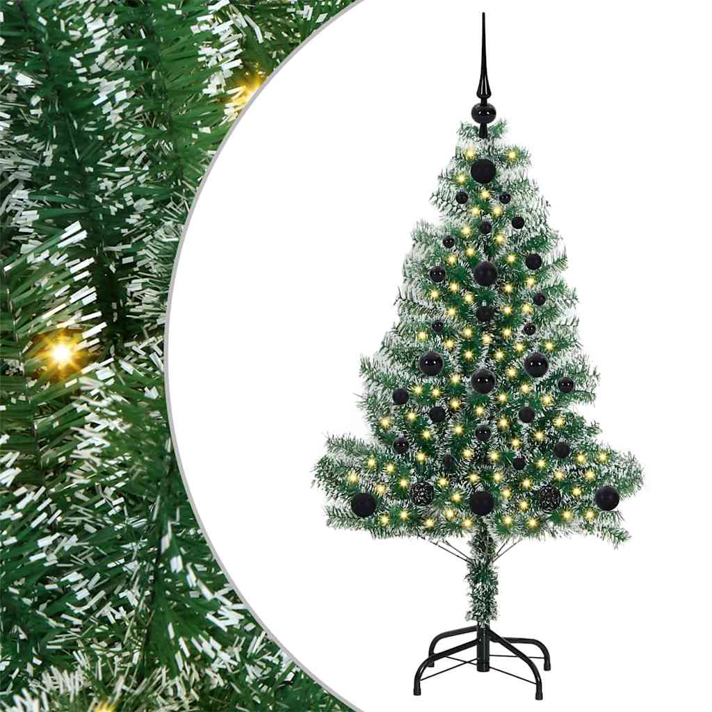 Vidaxl kunstmatige kerstboom sneeuw gevlochten met led licht 120 cm