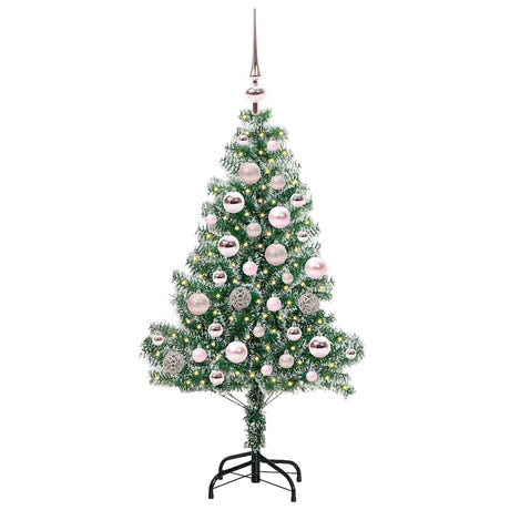 Vidaxl kunstmatige kerstboom sneeuw gevlochten met led licht 120 cm