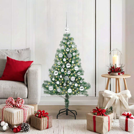Vidaxl kunstmatige kerstboom sneeuw gevlochten met led licht 120 cm