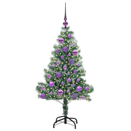 Vidaxl kunstmatige kerstboom sneeuw gevlochten met led licht 120 cm