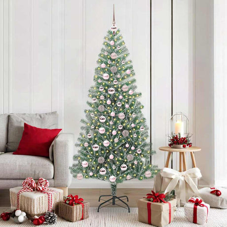 Vidaxl kunstmatige kerstboom sneeuw gevlochten met led licht 180 cm