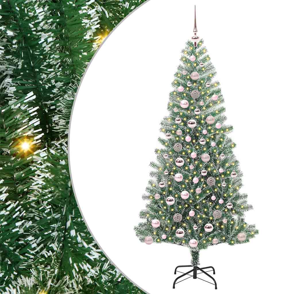 Vidaxl kunstmatige kerstboom sneeuw gevlochten met led licht 180 cm