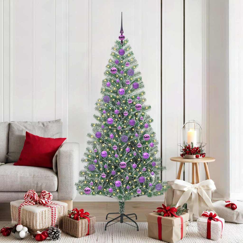 Vidaxl kunstmatige kerstboom sneeuw gevlochten met led licht 180 cm