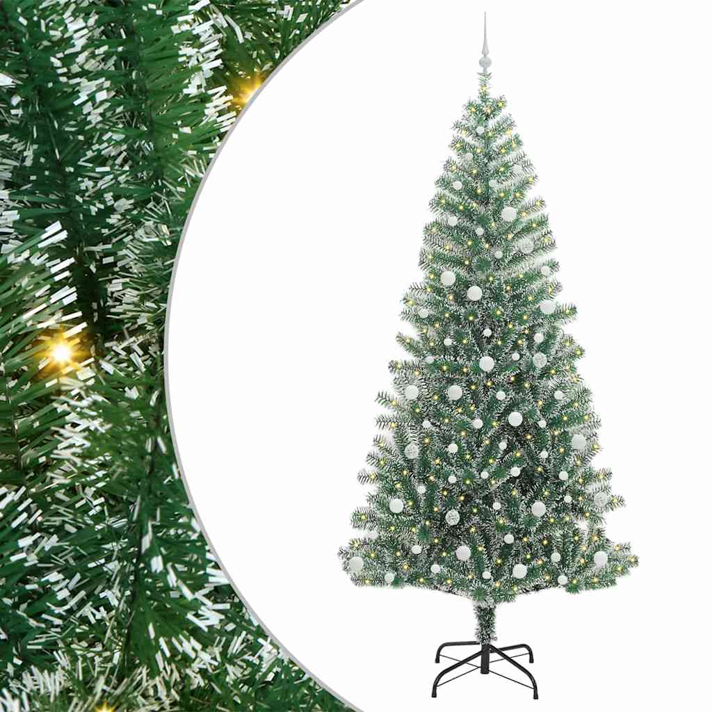 Vidaxl kunstmatige kerstboom sneeuw gevlochten met led licht 240 cm
