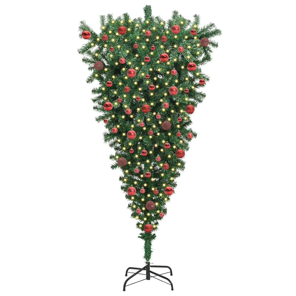 Vidaxl understeboven kunstkerstboom met ballen set groen 180 cm pvc