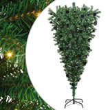 Vidaxl ondersteboven kunstkerstboom met ballenset groen 210 cm pvc