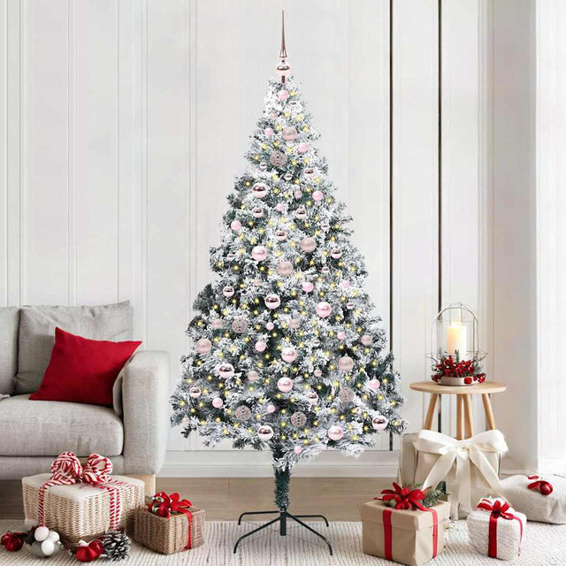 Vidaxl kunstkerstboom wit 210 cm pvc en staal en kunststof