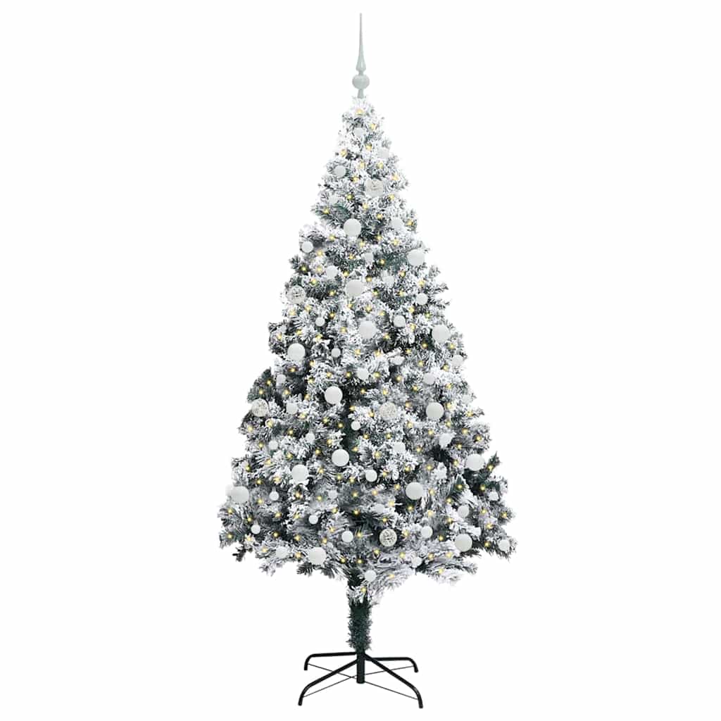 Vidaxl kunstkerstboom wit 210 cm pvc en staal en kunststof