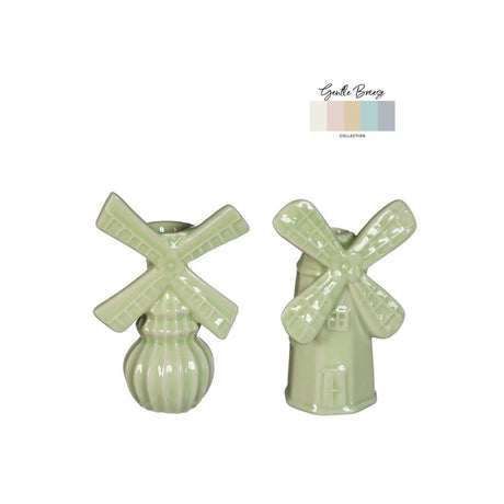 Ideen 4 Jahreszeiten Vase Windmühle H15,5cm 2 Achsen Limettengrün