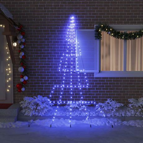 Vidaxl led kerstboom met grondspiesjes blauw 306 cm metaal