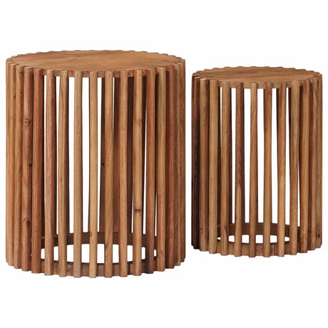 Vidaxl handgemaakte bijzettafel set 2 st teakbruin 40 x 40 x 45 cm