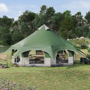 Vidaxl gezinstent 10-persoons groen 185t polyester met pu coating