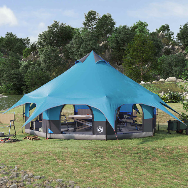 Vidaxl gezinstent 10-persoons blauw 185t polyester met pu coating