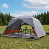 Vidaxl backpacking tent 4-persoons grijs en oranje