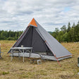 Vidaxl backpacking tent grijs en oranje 222 x 85 x 125 cm