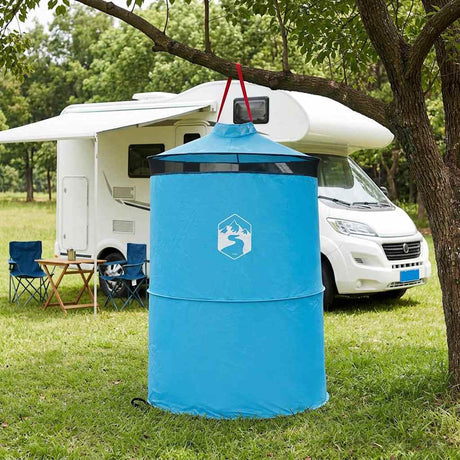 Vidaxl pop-up toilet tent met hangende touw blauw 97 x 126 cm