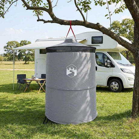 Vidaxl pop-up toilet tent met hangende touw grijs en oranje