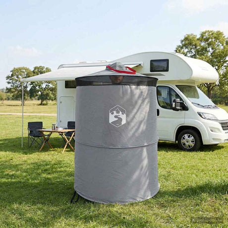 Vidaxl pop-up toilet tent met hangende touw grijs en oranje