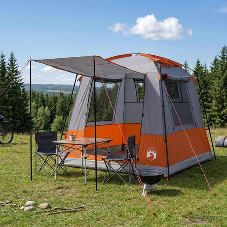 Vidaxl partytent 4-persoons grijs en oranje