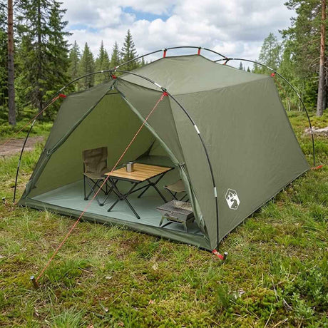 Vidaxl tunneltent 2-persoons olijfgroen 185t polyester met pu coating