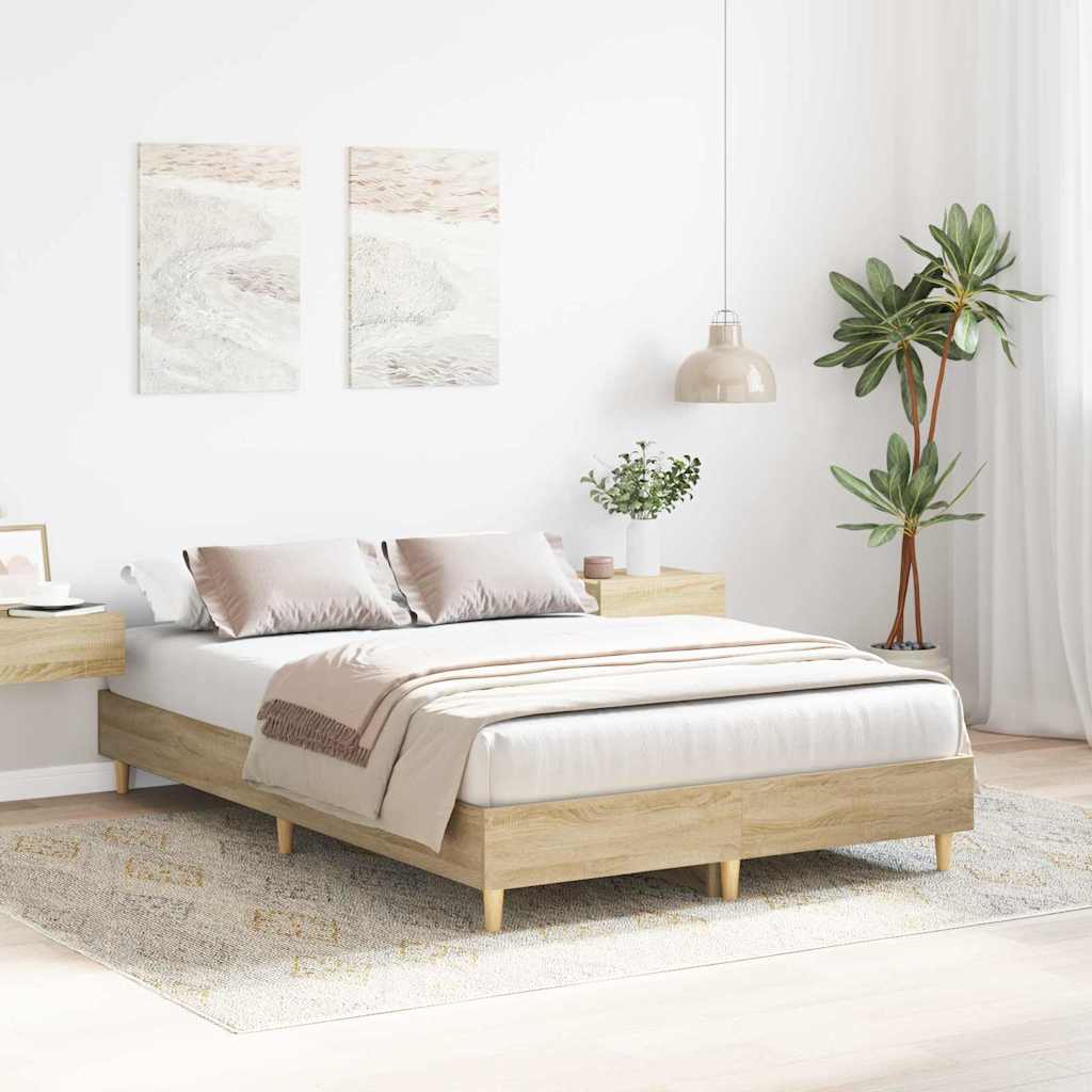 Vidaxl bedframe sonoma 137 x 190 cm bewerkt hout