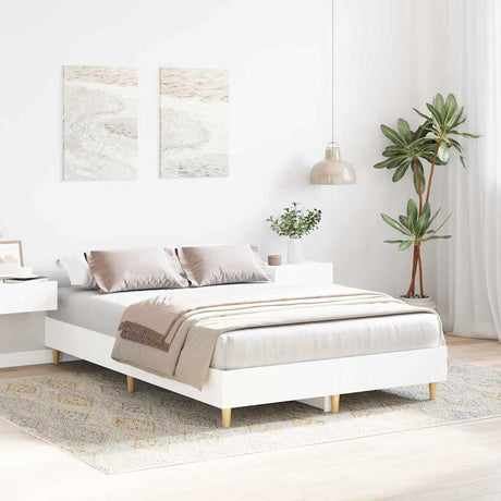 Vidaxl bedframe wit 137 x 190 cm bewerkt hout