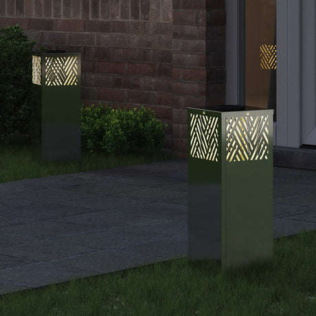 Vidaxl solar led pad licht 2 st warmwit 18 x 18 x 50 cm gegalvaniseerd
