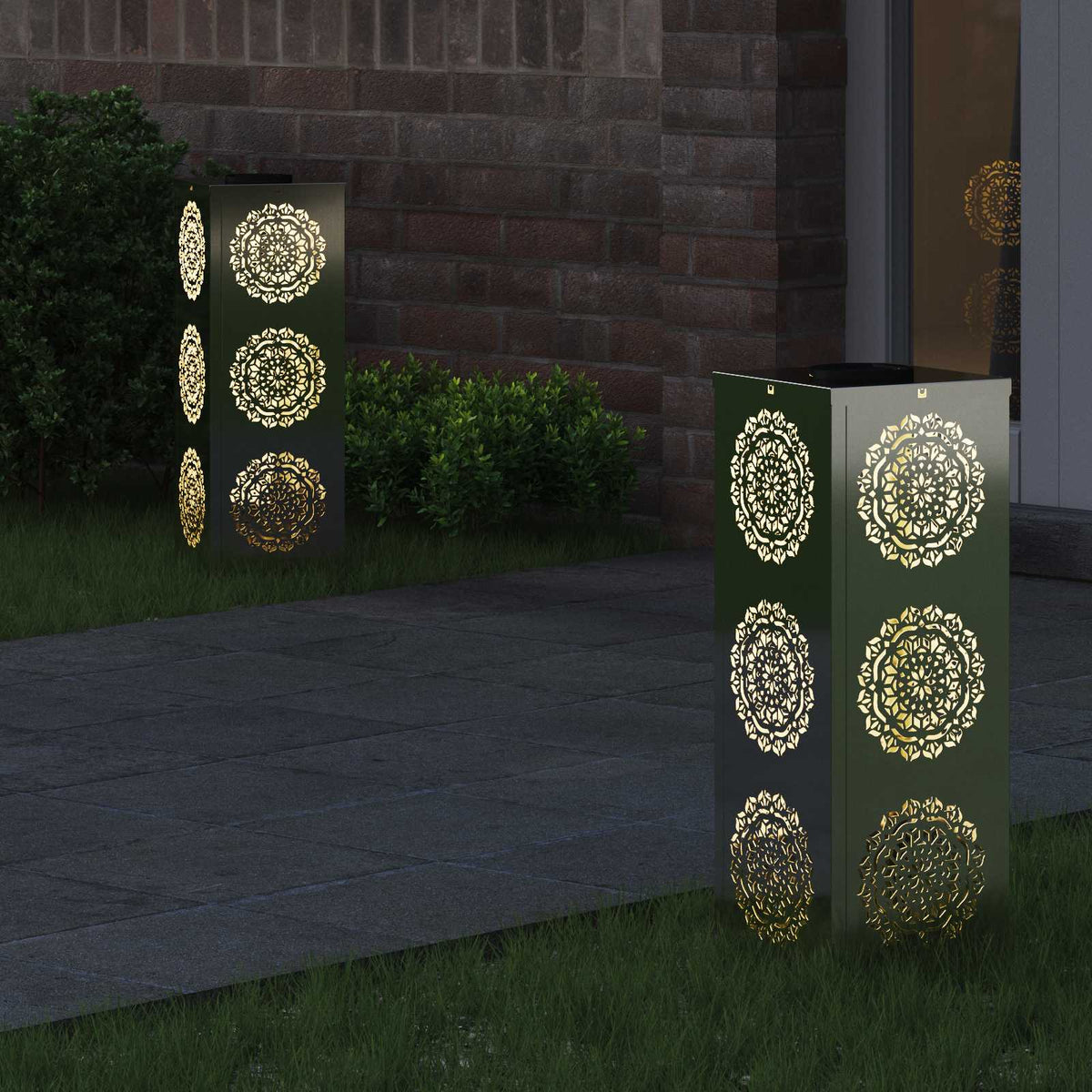 Vidaxl solar led pad licht 2 st warmwit 18 x 18 x 50 cm