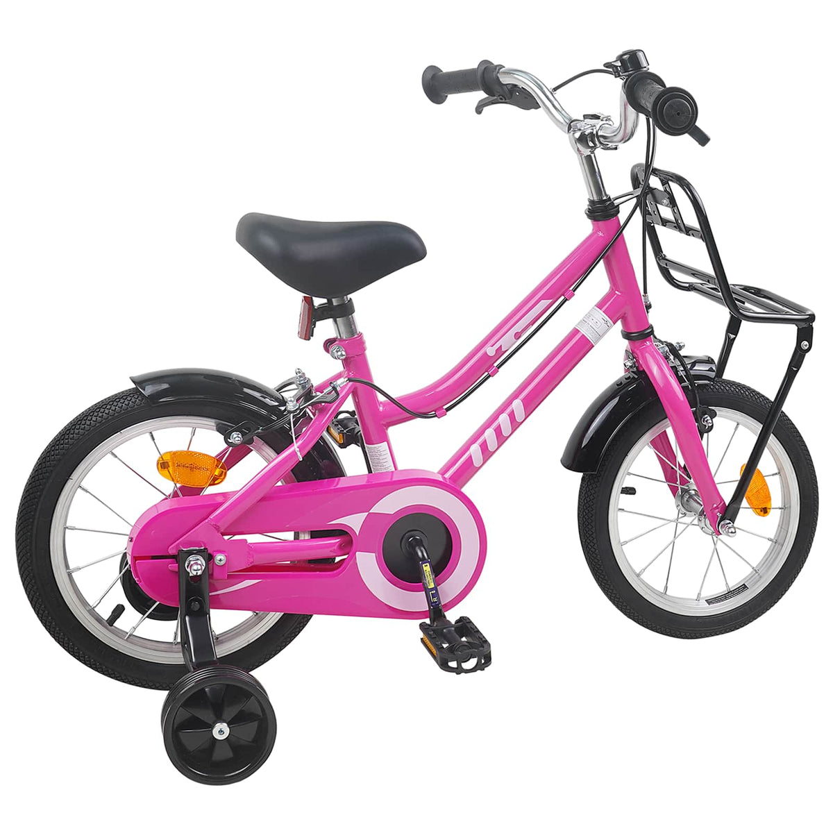 Vidaxl kinderfiets 14 inch voor 3-5 jaar oud roze en zwart