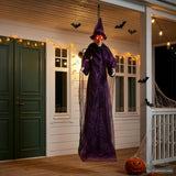 Vidaxl hangende halloween-pratende heks paars 216 x 125 cm polyester