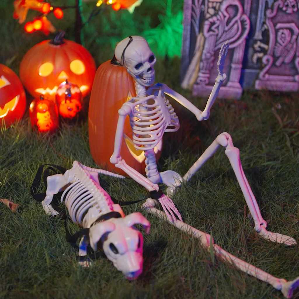 Vidaxl halloween decoratie skelet 2 st wit 155 x 38.5 cm polypropyleen