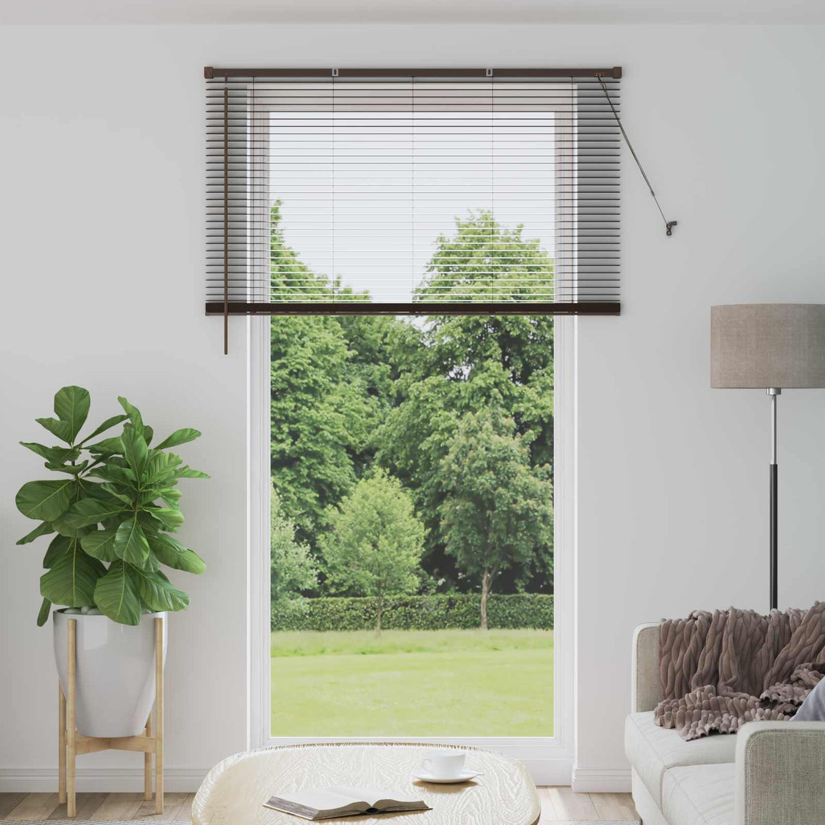 Vidaxl venetiaanse jaloezie donkerbruin met patroon 213 x 140 cm 25 mm