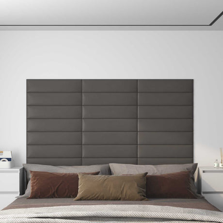 Vidaxl wandhoofdbord 12 st 60 x 15 cm grijs stof