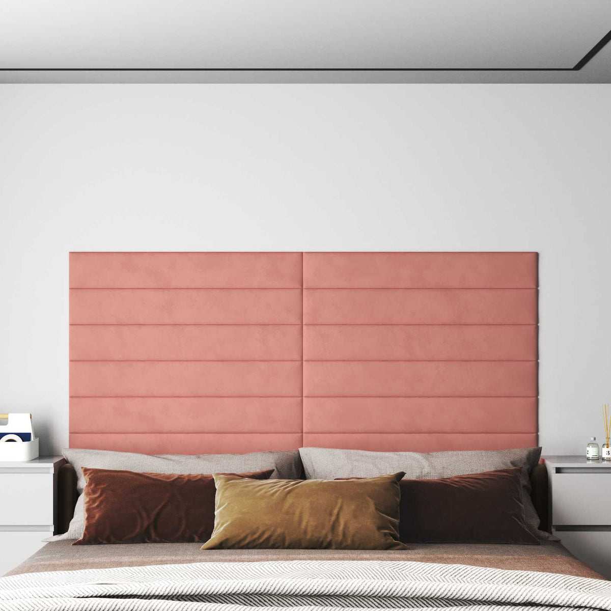 Vidaxl wandhoofdbord 12 st roze fluweel