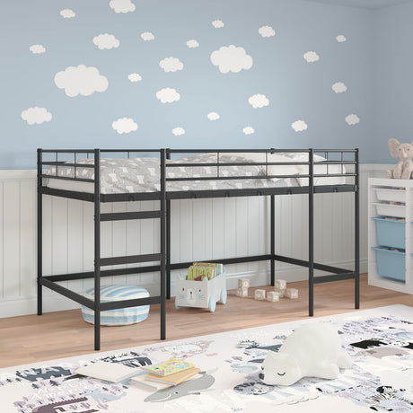 Vidaxl loftbed voor kids effen zwart 80 x 200 cm staal