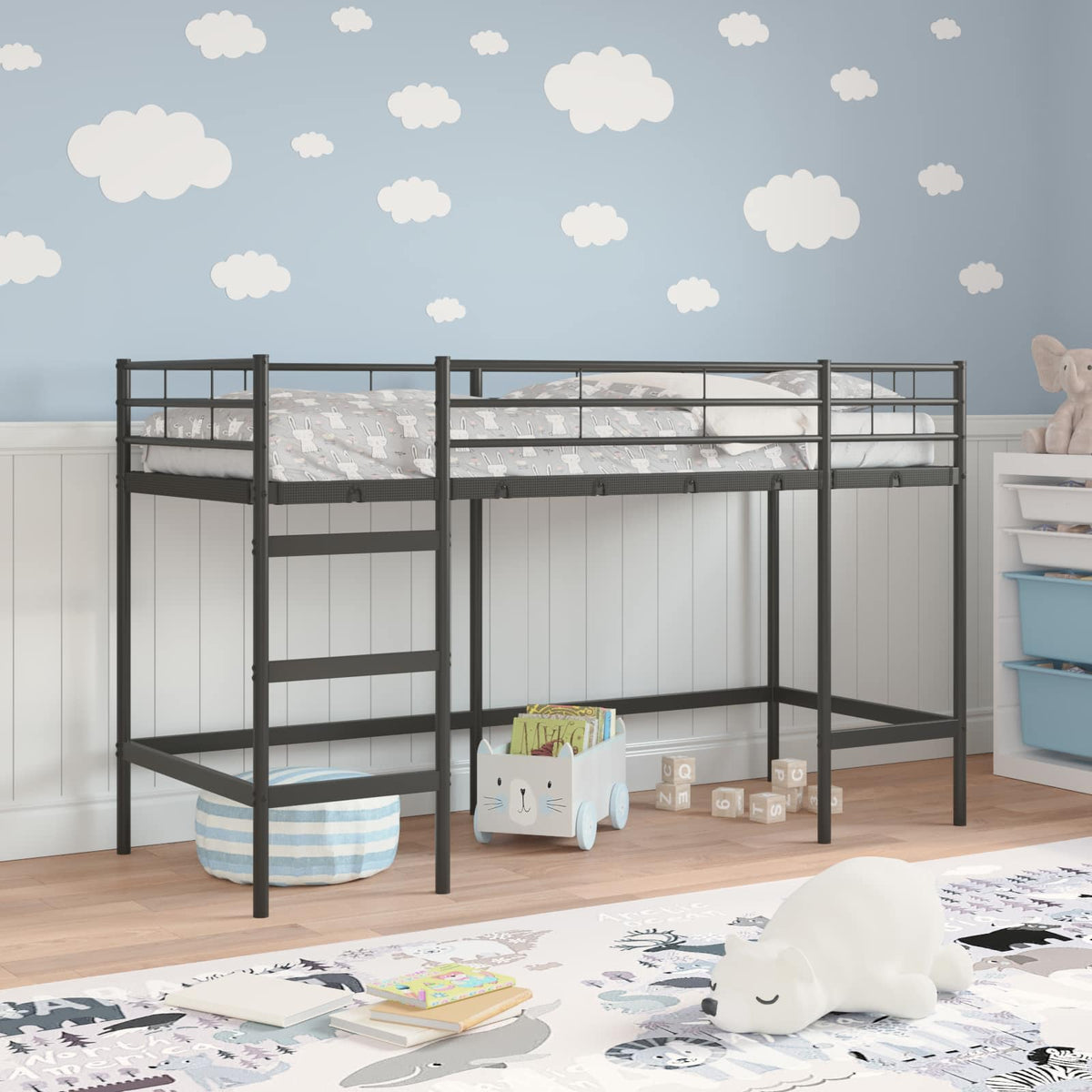 Vidaxl loftbed voor kids zwart 90 x 190 cm staal