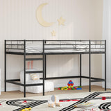 Vidaxl loftbed voor kids effen zwart 90 x 200 cm staal