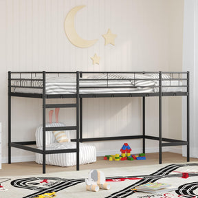 Vidaxl loftbed voor kids effen zwart 90 x 200 cm staal