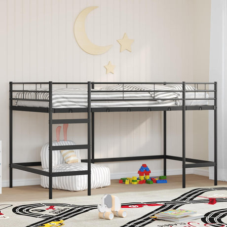 Vidaxl loftbed voor kids effen zwart 90 x 200 cm staal