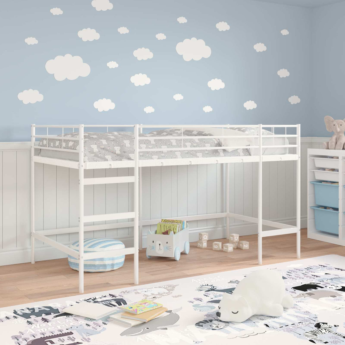 Vidaxl loftbed voor kids effen wit 100 x 200 cm staal