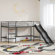 Vidaxl kinder loft bedframe met glijbaan effen zwart en anthraciet