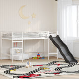 Vidaxl kinder loft bedframe met glijbaan wit en antraciet 80 x 200 cm