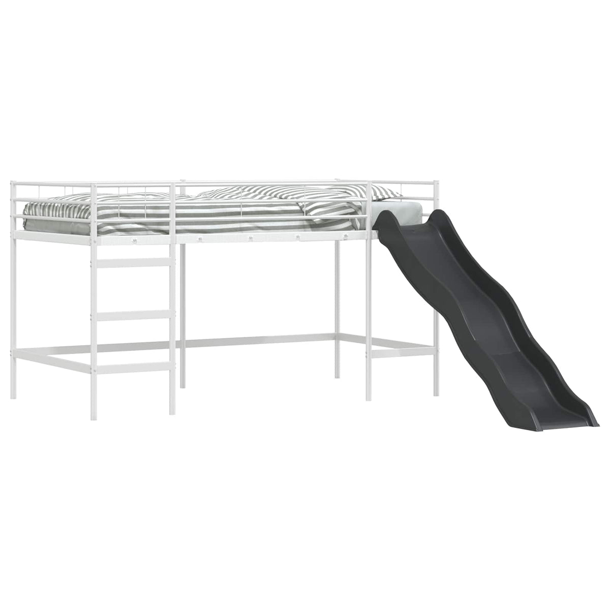 Vidaxl kinder loft bedframe met glijbaan wit en antraciet 80 x 200 cm